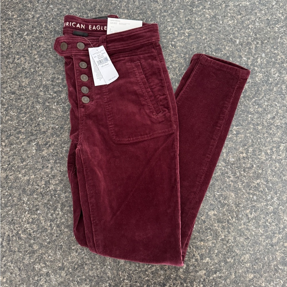 American Eagle Outfitters Women's High Rise Burgundy Skinny Jeans